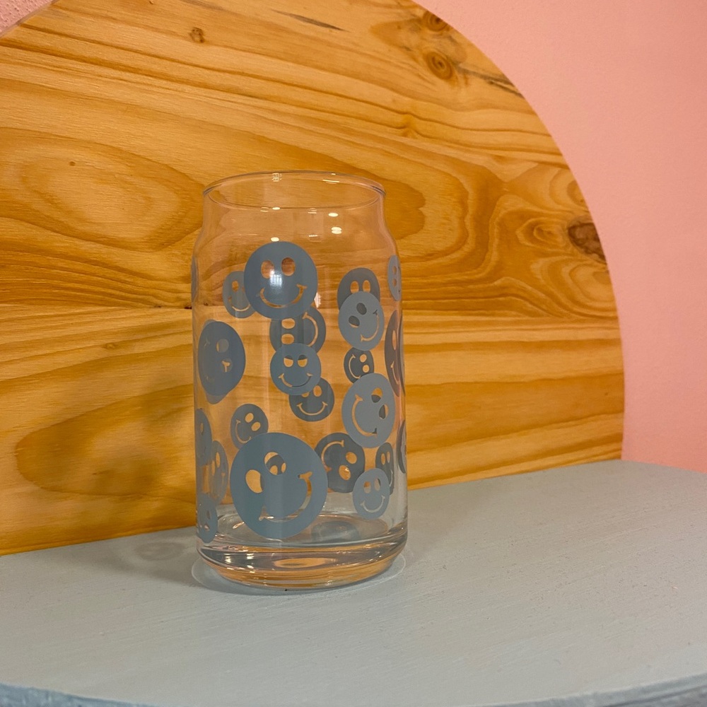 Smiley face cup smile glass aesthetic cup